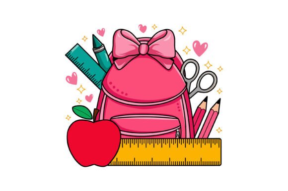 Cute Pink School Backpack Graphics for Crafts