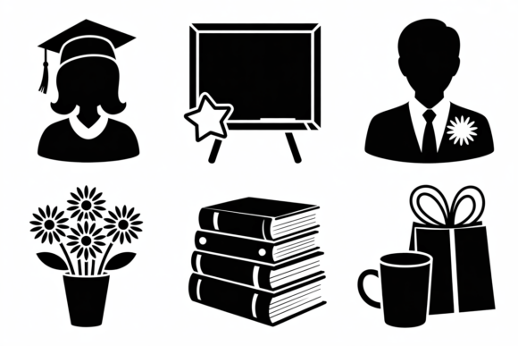Education Icons Graduation Teacher Graphics for Crafts