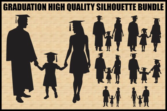 Graduation Family Silhouette Bundle Graphics for Local Branding