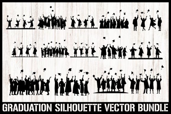 Graduation Silhouette Vector Set for Crafts and Graphics
