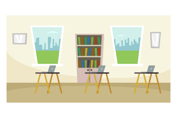 School Interior Classroom Cartoon Educa Graphics