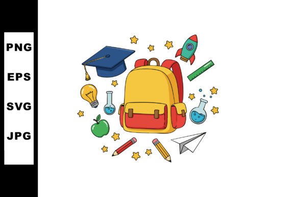 School Supplies Backpack Embroidery Design