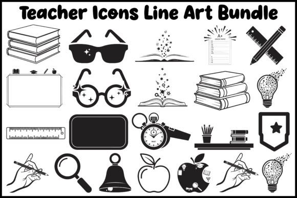 Teacher Icons Line Art Bundle Graphics for Modern Branding