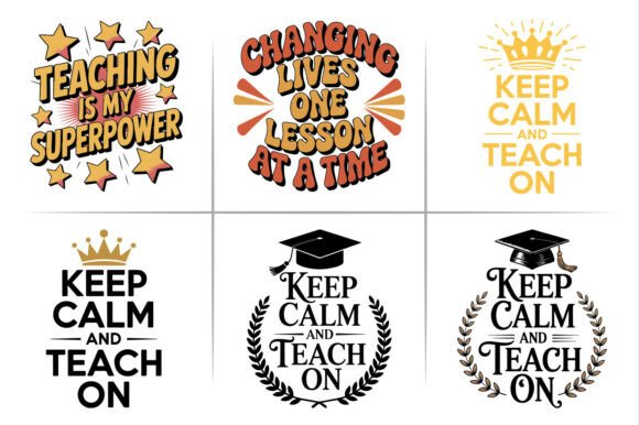 Teacher Life Typography Design Bundle for Crafts and Graphics
