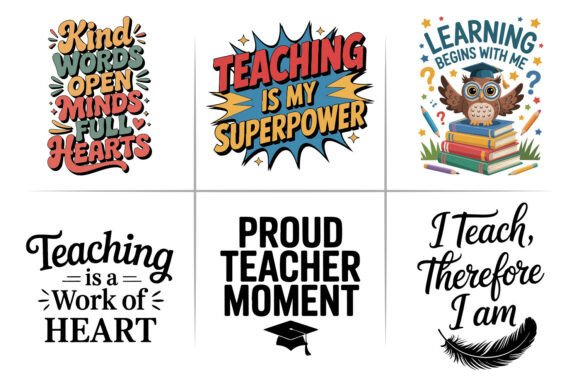 Teaching Typography Retro Design Bundle Graphics for Crafts